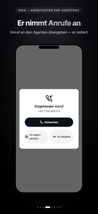 Sois beantwortet einen eingehenden Anruf und übergibt ihn an Ihren Agenten