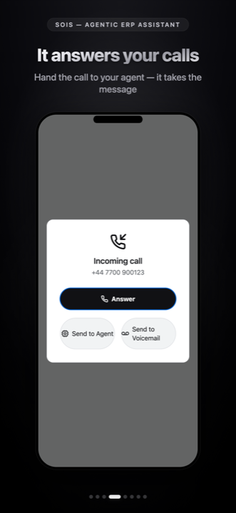 Sois answering an incoming call and handing it to your agent