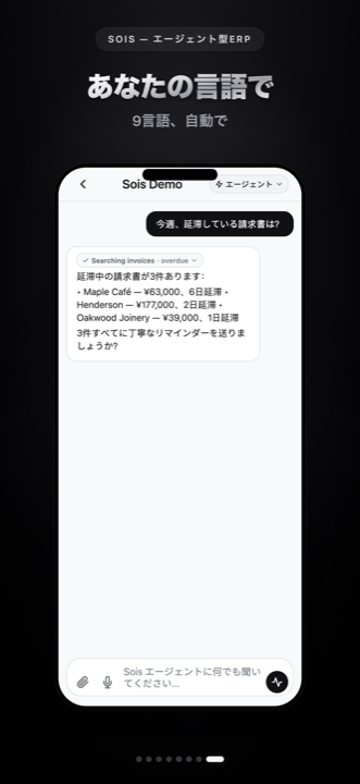 Soisチャット：エージェントが未払いの請求書を見つける
