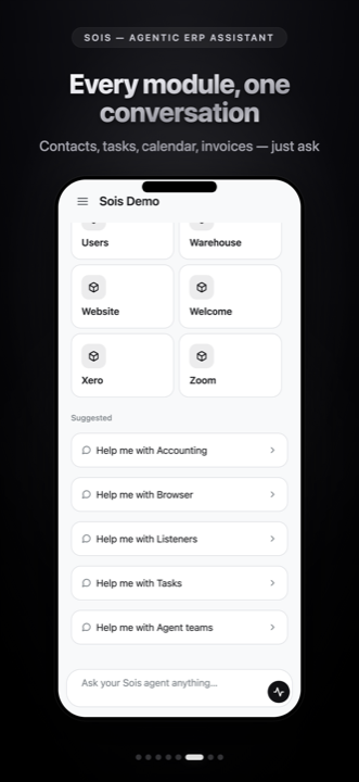 The Sois capability tiles: every module, one conversation
